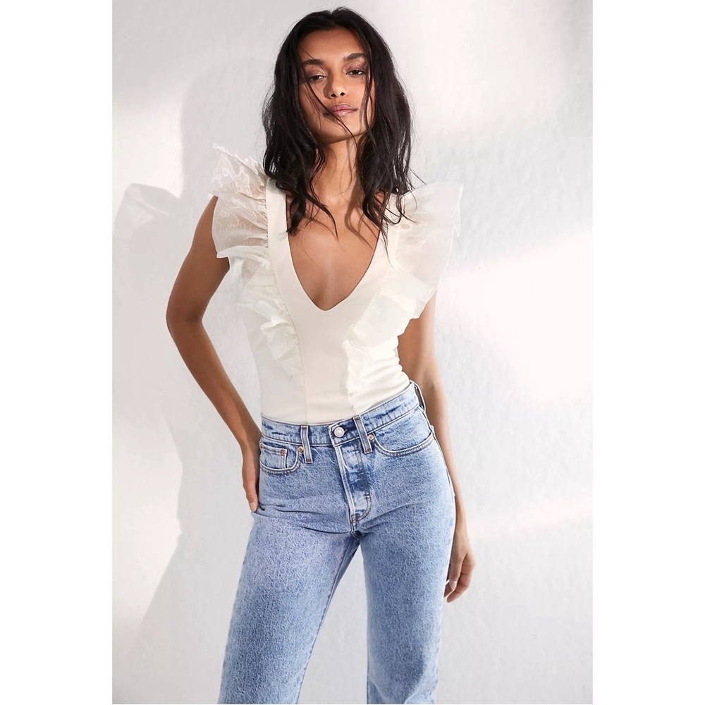 Free People Paper Planes Bodysuit / Pearled Ivory NWT SZ XS and M